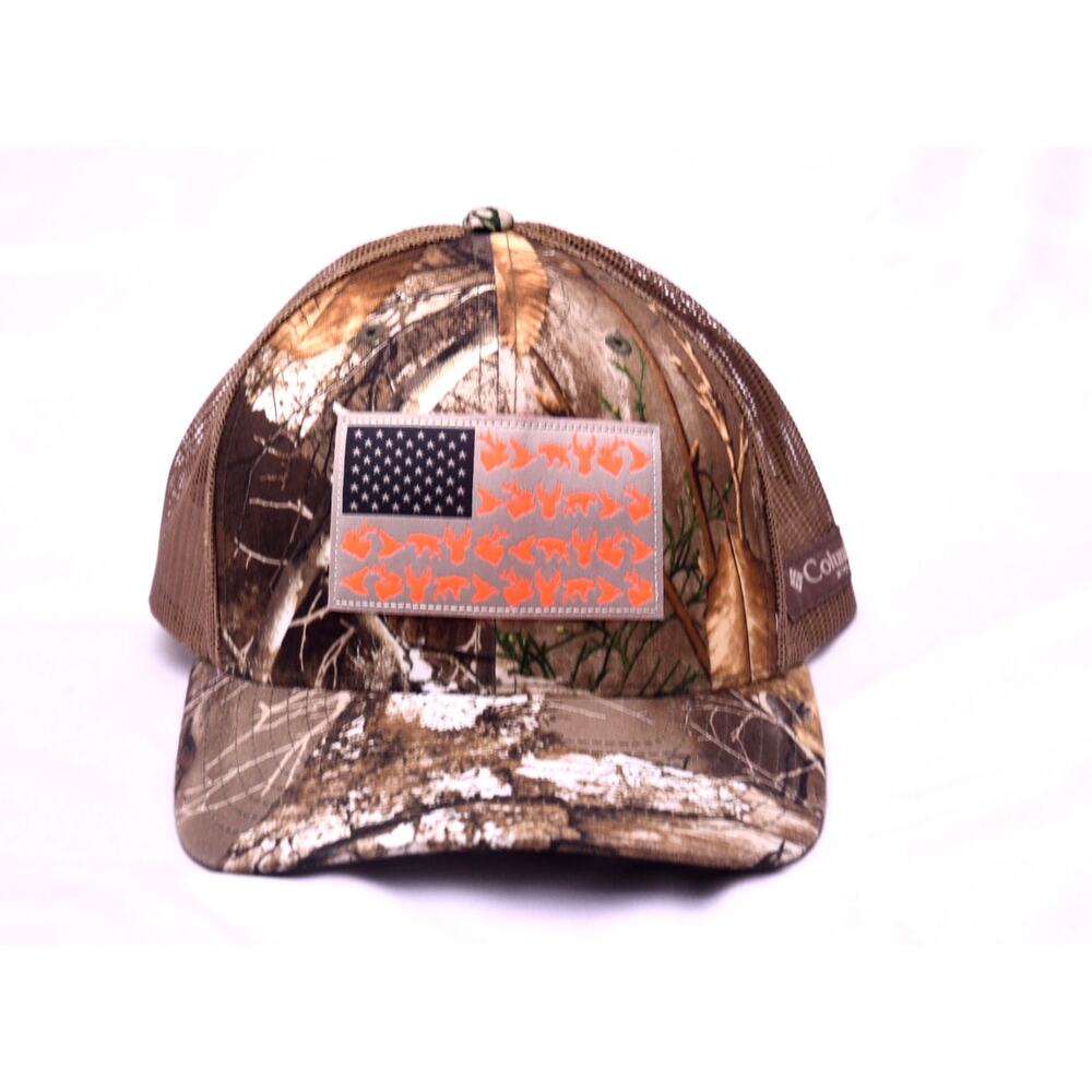Columbia PFG PHG Realtree Edge camo trucker hat orange flag cap OS